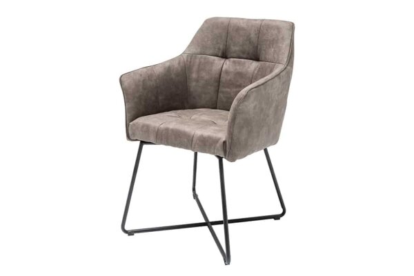 Chaise de salle à manger velours métal taupe noir avec accoudoirs