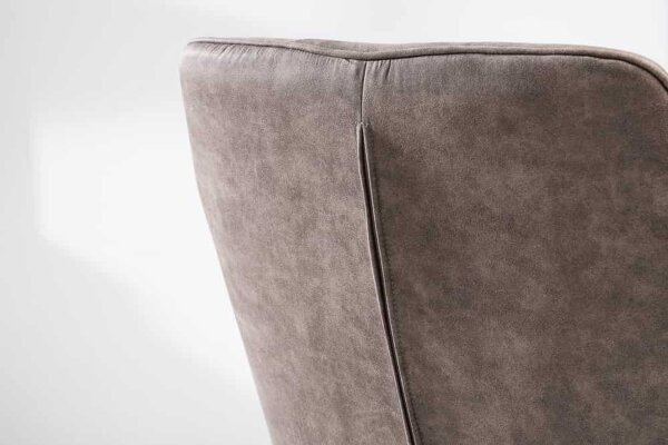 Chaise de salle à manger velours métal taupe noir avec accoudoirs