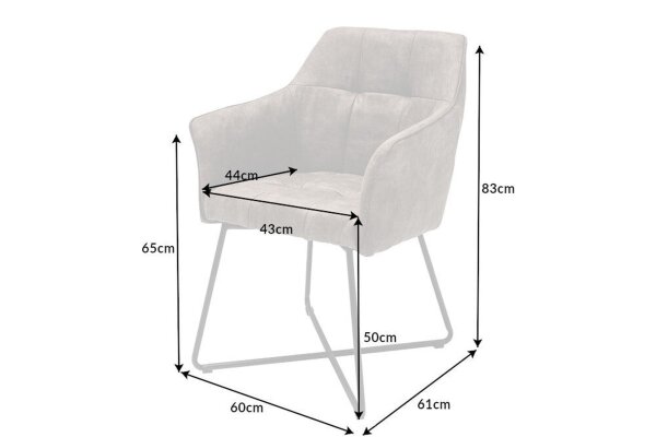 Chaise de salle à manger velours métal taupe noir avec accoudoirs