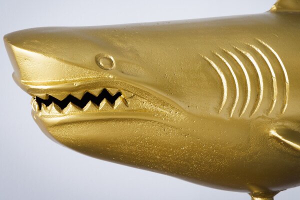 Statue décorative en métal Requin Poisson en or 103 cm de long fait main