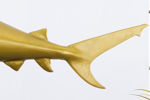 Statue décorative en métal Requin Poisson en or 103 cm de long fait main