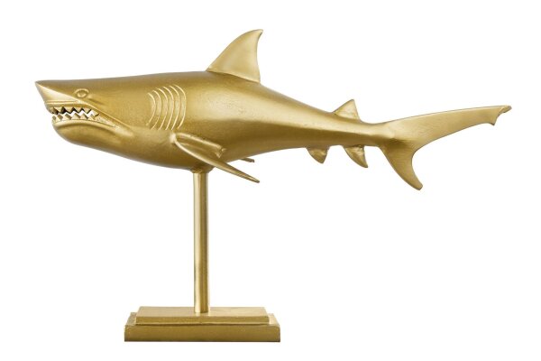 Statue décorative en métal Requin poisson en or 68 cm de long artisanat