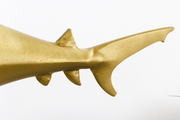 Statue décorative en métal Requin poisson en or 68 cm de long artisanat