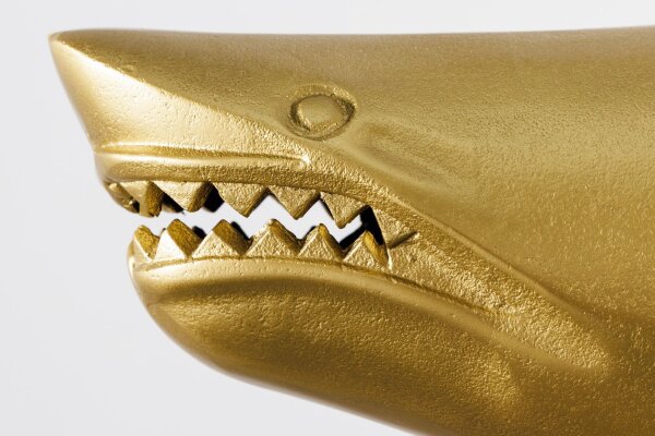 Statue décorative en métal Requin poisson en or 68 cm de long artisanat