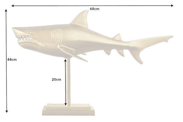 Statue décorative en métal Requin poisson en or 68 cm de long artisanat