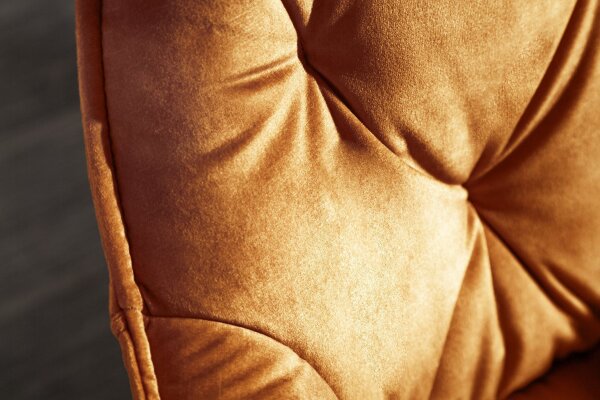 Chaise avec accoudoirs Chesterfield jaune noir en velours métal