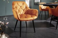 Chaise avec accoudoirs Chesterfield jaune noir en velours...