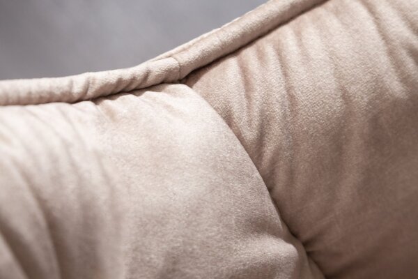 Chaise avec accoudoirs Chesterfield velours métal beige noir