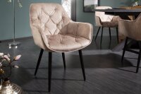 Chaise avec accoudoirs Chesterfield velours métal...