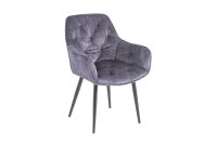 Chaise de salle &agrave; manger Gris Noir Velours...