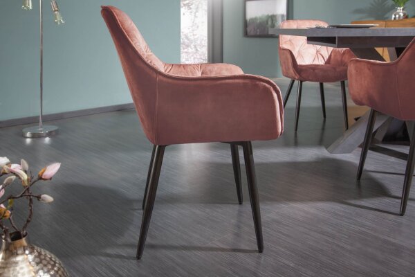 Chaise de salle à manger velours métal marron noir Chesterfield