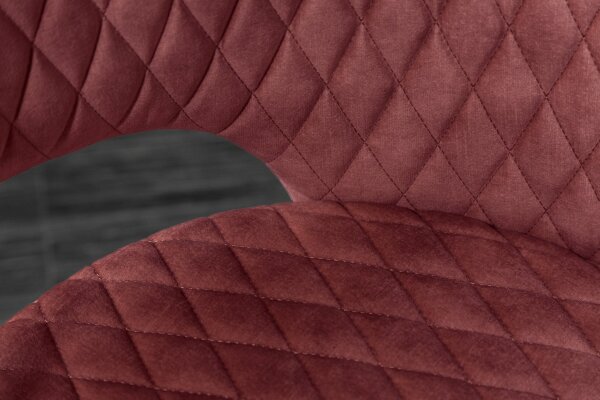 Chaise de salle à manger avec accoudoirs Rouge Noir Or Rétro Velours
