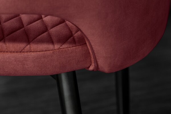 Chaise de salle à manger avec accoudoirs Rouge Noir Or Rétro Velours