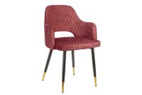 Chaise de salle &agrave; manger avec accoudoirs Rouge...