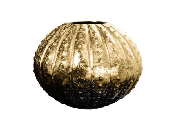 Vase métal rond Ø 30 cm martelé en or fait main