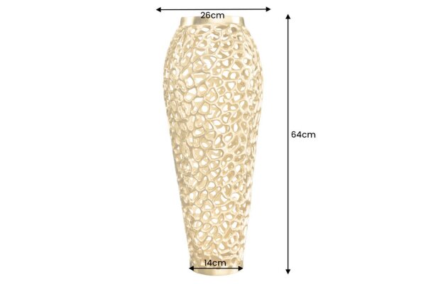 Vase décoratif en métal 64 cm de haut en or fait main PAULA