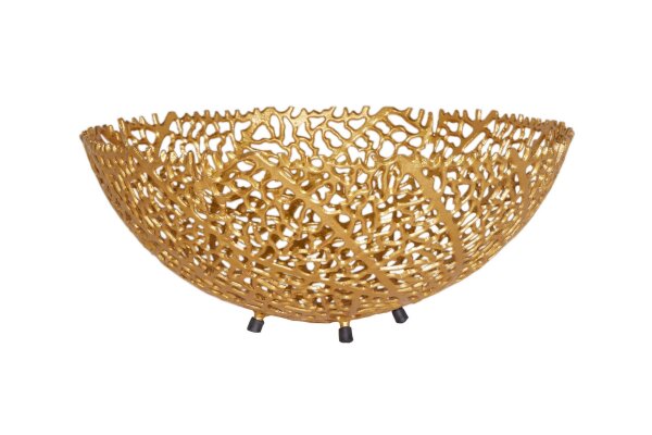 Coupe décorative en métal Ø 46 cm faite à la main en or PAULA