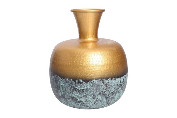 Vase décoratif en métal patiné or Ø 30 cm H : 36 cm Oriental