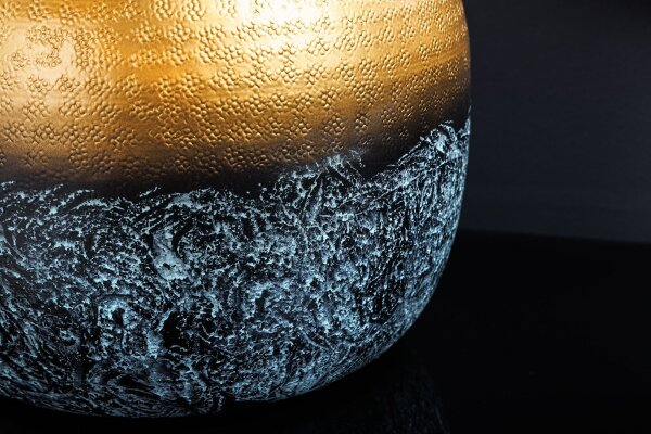 Vase décoratif en métal patiné or Ø 30 cm H : 36 cm Oriental