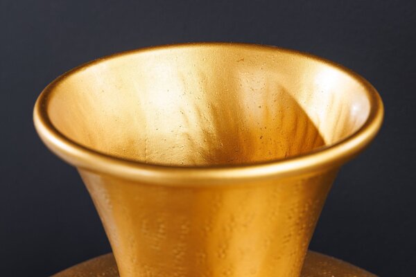 Vase décoratif en métal patiné or Ø 30 cm H : 36 cm Oriental