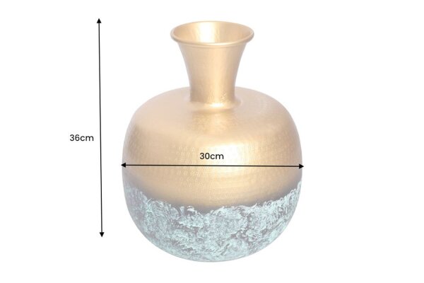 Vase décoratif en métal patiné or Ø 30 cm H : 36 cm Oriental