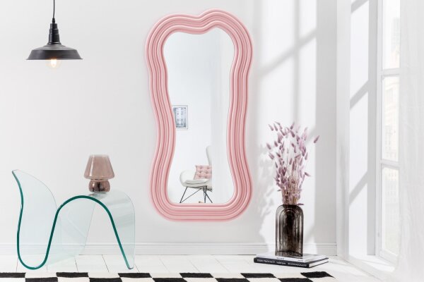 miroir mural rose H : 100 cm design asymétrique