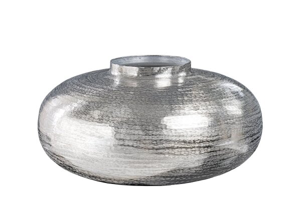 Vase décoratif en métal argenté Ø 35 cm Oriental martelé