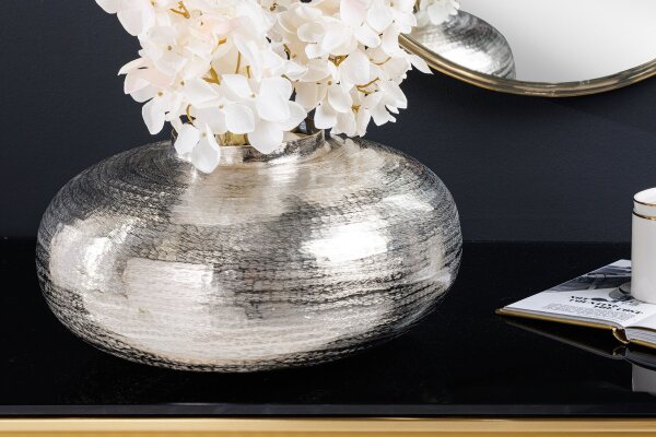 Vase décoratif en métal argenté Ø 35 cm Oriental martelé
