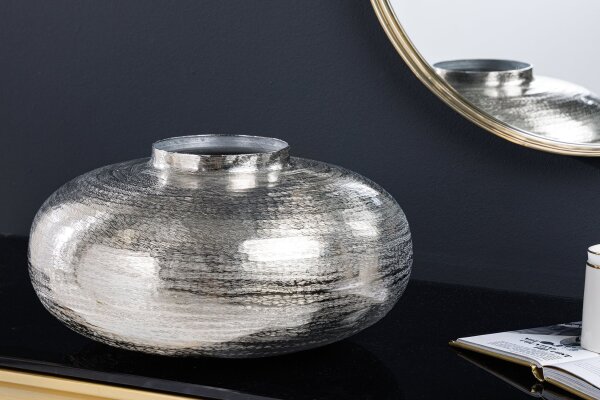 Vase décoratif en métal argenté Ø 35 cm Oriental martelé