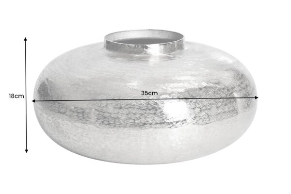 Vase décoratif en métal argenté Ø 35 cm Oriental martelé