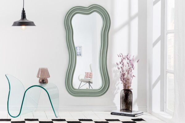 Grand miroir mural H : 100 cm cadre asymétrique vert