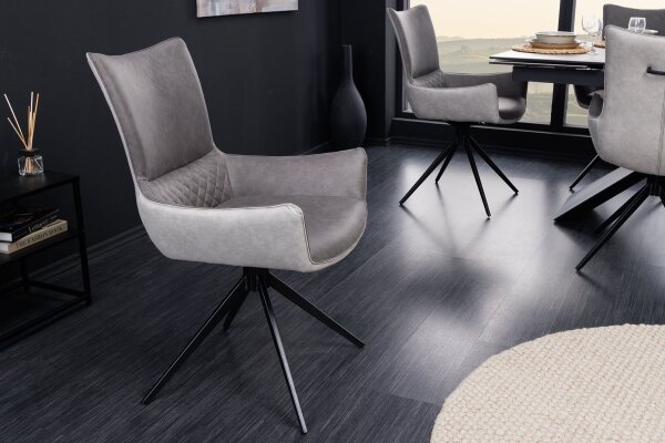 Chaise de bureau Gris Noir en tissu Métal Rétro sans roulettes