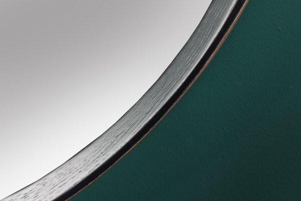 miroir mural en bois rond Ø 70 cm fait main noir nature