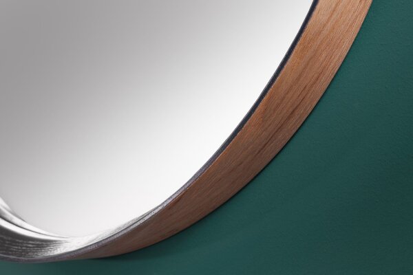 miroir mural en bois rond Ø 70 cm fait main noir nature