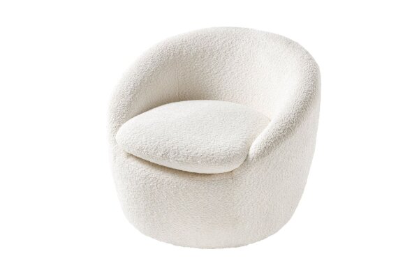 Fauteuil pivotant Bouclé Blanc L : 76 cm Tissu Teddy Retro