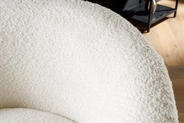 Fauteuil pivotant Bouclé Blanc L : 76 cm Tissu Teddy Retro
