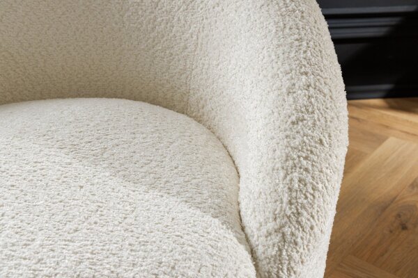 Fauteuil pivotant Bouclé Blanc L : 76 cm Tissu Teddy Retro