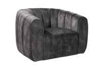 Fauteuil pivotant velours gris L : 103 cm avec accoudoirs...