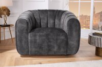 Fauteuil pivotant velours gris L : 103 cm avec accoudoirs...