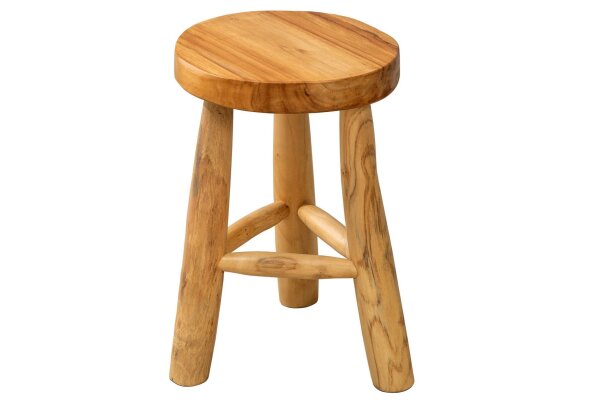 Tabouret en teck naturel L : 30 cm Trépied Campagne