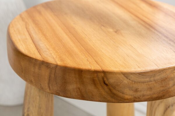 Tabouret en teck naturel L : 30 cm Trépied Campagne