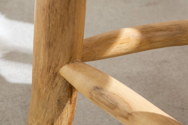 Tabouret en teck naturel L : 30 cm Trépied Campagne