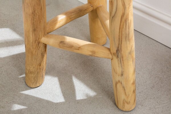 Tabouret en teck naturel L : 30 cm Trépied Campagne