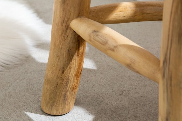 Tabouret en teck naturel L : 30 cm Trépied Campagne