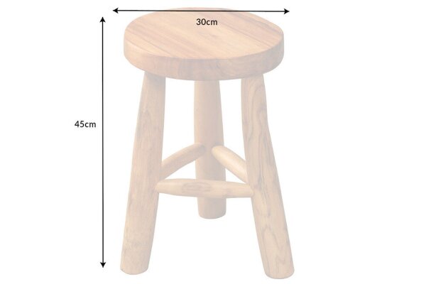 Tabouret en teck naturel L : 30 cm Trépied Campagne