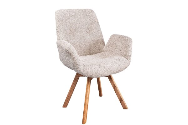 Chaise de salle à manger Bouclé Bois en Beige Naturel Scandinave
