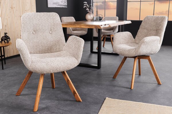 Chaise de salle à manger Bouclé Bois en Beige Naturel Scandinave