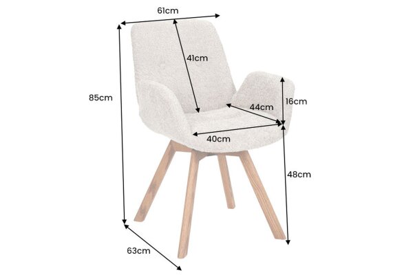 Chaise de salle à manger Bouclé Bois en Beige Naturel Scandinave