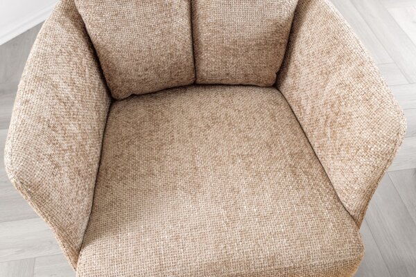 Chaise pivotante sans roulettes Greige Noir en tissu métal