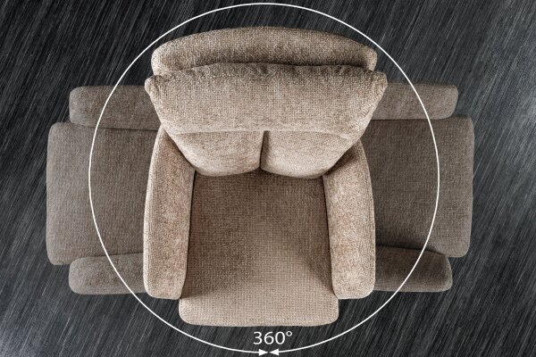 Chaise pivotante sans roulettes Greige Noir en tissu métal